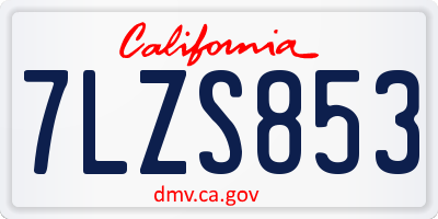 CA license plate 7LZS853