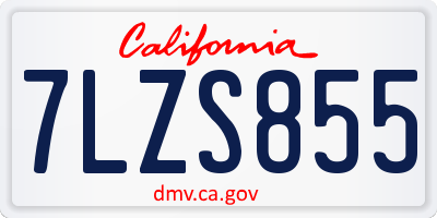 CA license plate 7LZS855