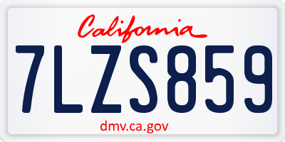 CA license plate 7LZS859