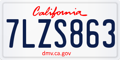 CA license plate 7LZS863