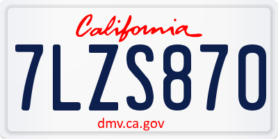 CA license plate 7LZS870