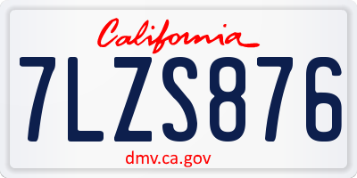 CA license plate 7LZS876