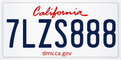 CA license plate 7LZS888