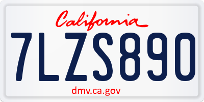 CA license plate 7LZS890