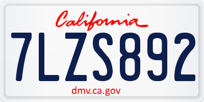 CA license plate 7LZS892