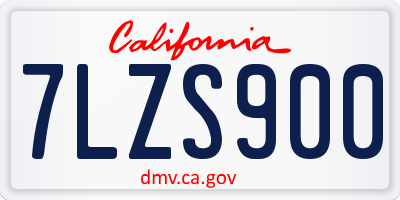 CA license plate 7LZS900