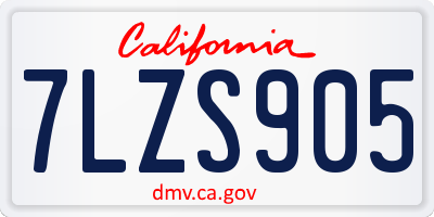 CA license plate 7LZS905
