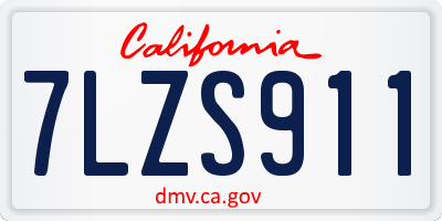 CA license plate 7LZS911
