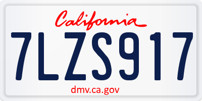 CA license plate 7LZS917