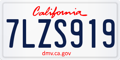 CA license plate 7LZS919