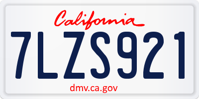 CA license plate 7LZS921
