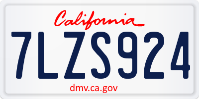 CA license plate 7LZS924