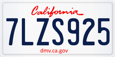 CA license plate 7LZS925