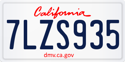 CA license plate 7LZS935