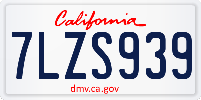 CA license plate 7LZS939