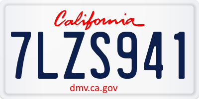 CA license plate 7LZS941