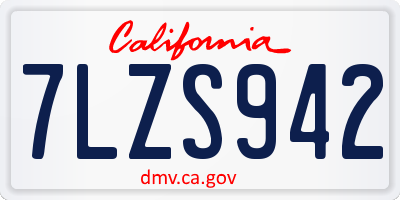 CA license plate 7LZS942