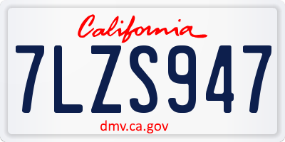 CA license plate 7LZS947