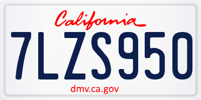 CA license plate 7LZS950