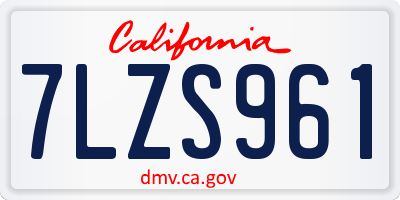 CA license plate 7LZS961