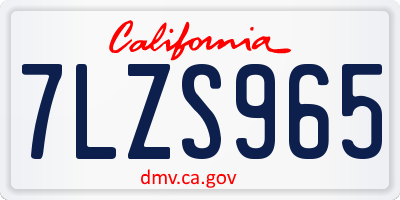 CA license plate 7LZS965