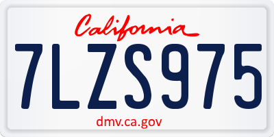 CA license plate 7LZS975