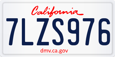 CA license plate 7LZS976