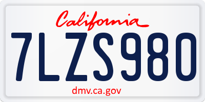CA license plate 7LZS980