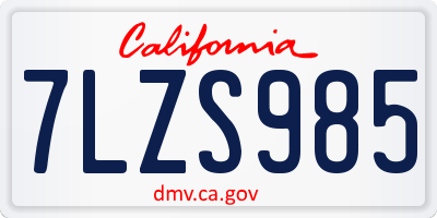 CA license plate 7LZS985