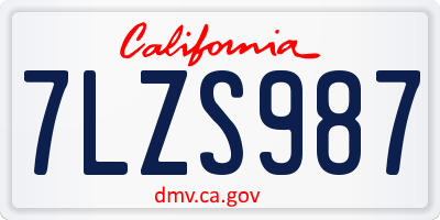 CA license plate 7LZS987
