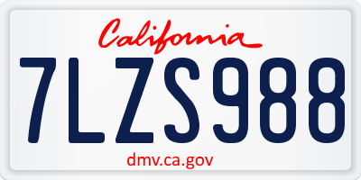 CA license plate 7LZS988