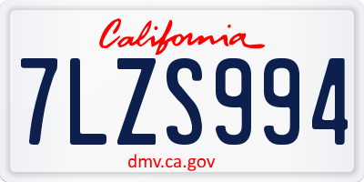 CA license plate 7LZS994