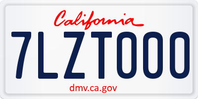 CA license plate 7LZT000
