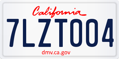 CA license plate 7LZT004