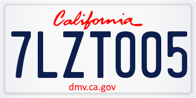 CA license plate 7LZT005