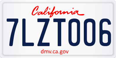 CA license plate 7LZT006