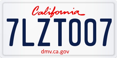 CA license plate 7LZT007