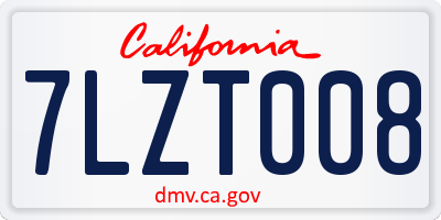 CA license plate 7LZT008