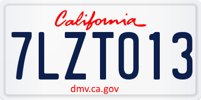 CA license plate 7LZT013