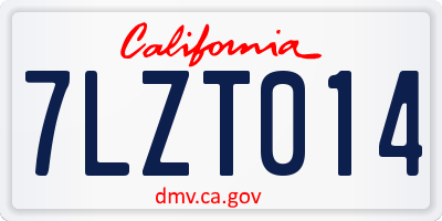 CA license plate 7LZT014