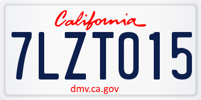 CA license plate 7LZT015
