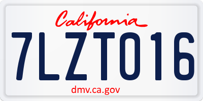 CA license plate 7LZT016