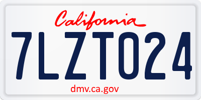 CA license plate 7LZT024