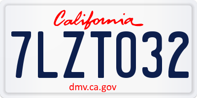 CA license plate 7LZT032