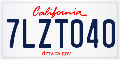 CA license plate 7LZT040