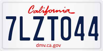 CA license plate 7LZT044