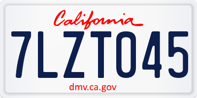 CA license plate 7LZT045