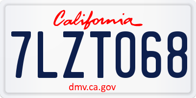 CA license plate 7LZT068