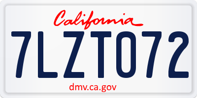 CA license plate 7LZT072