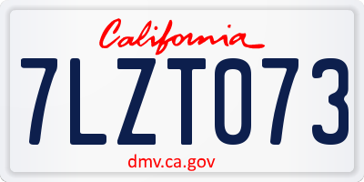 CA license plate 7LZT073
